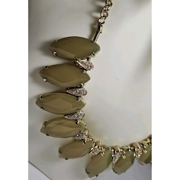 Golden Tone Rhinestone Yellow Plastic Choker Collar Adjustable Length. Pre-owned - Picture 3 of 4